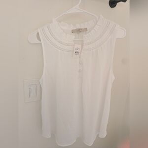 LOFT Women's White Sleeveless Blouse